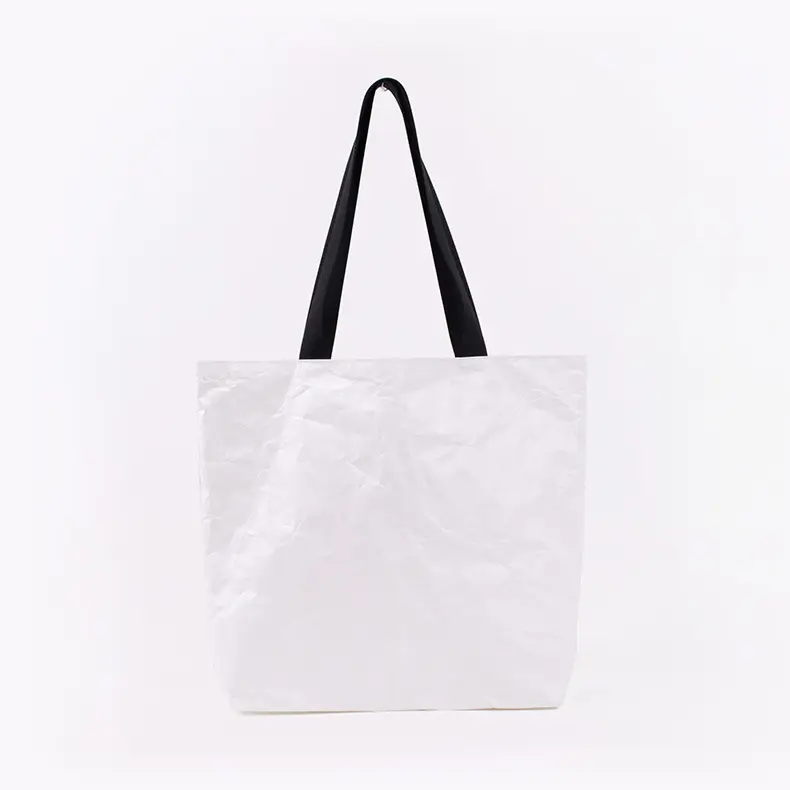 Double DuPont Paper Tote Bag White Brown Waterproof Tear Resistant - Image 2