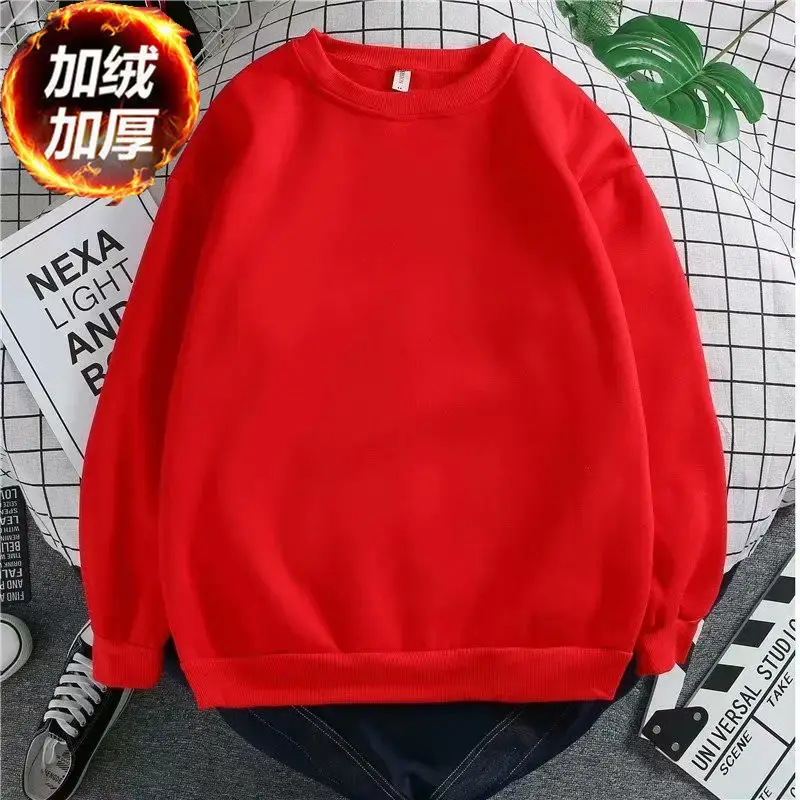 Blue Crewneck Sweatshirt Long Sleeve Loose Fleece 2020