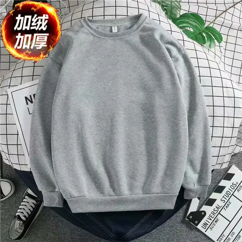 Blue Crewneck Sweatshirt Long Sleeve Loose Fleece 2020