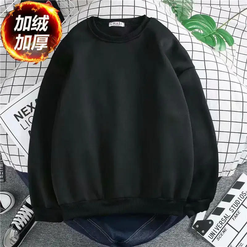 Blue Crewneck Sweatshirt Long Sleeve Loose Fleece 2020