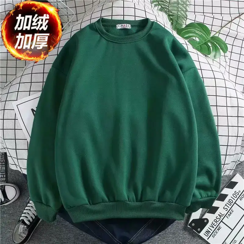 Blue Crewneck Sweatshirt Long Sleeve Loose Fleece 2020
