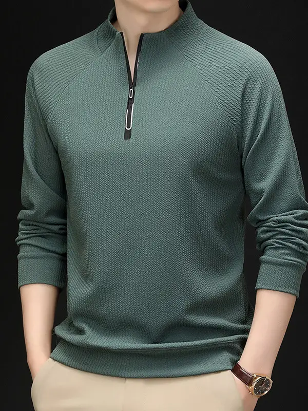 2025 Men Long Sleeve Korean Style T-Shirt Brown - Image 8