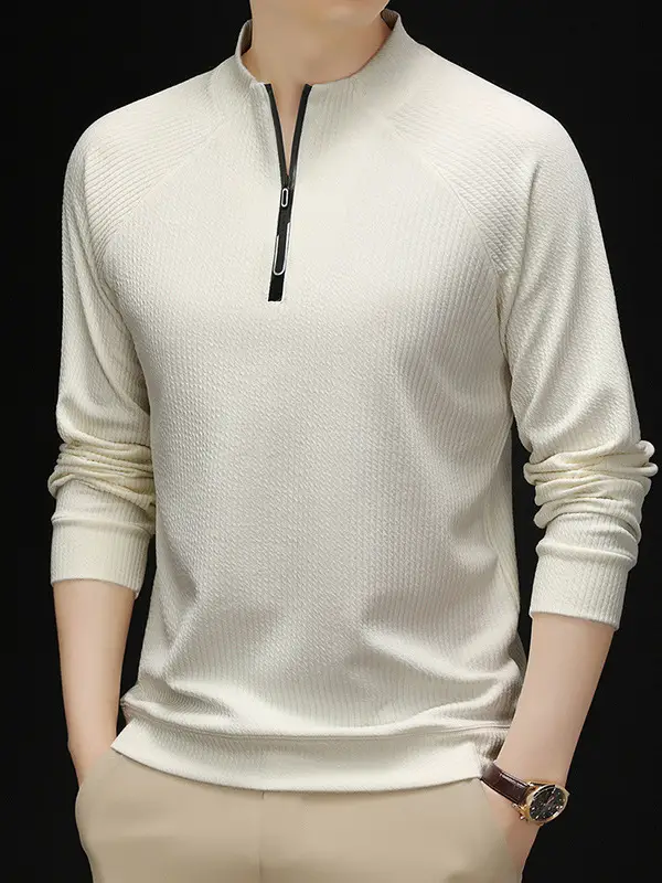 2025 Men Long Sleeve Korean Style T-Shirt Brown - Image 9