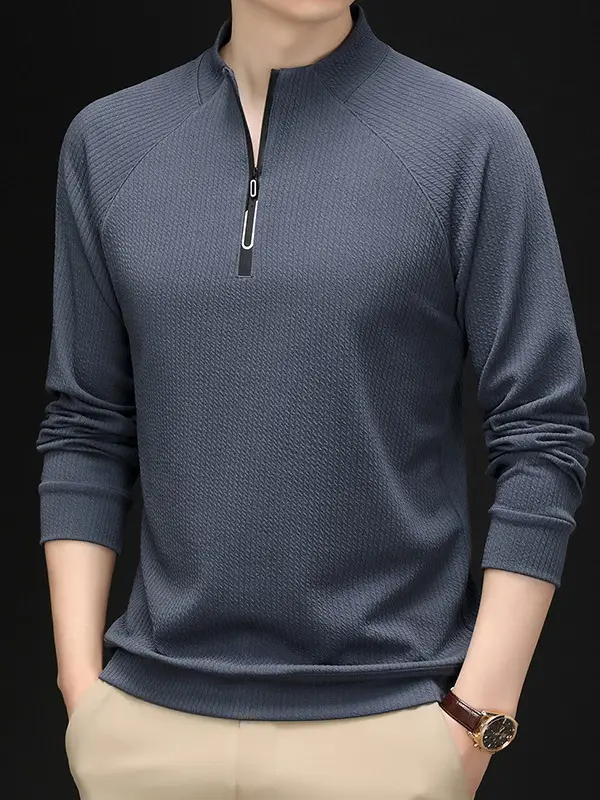 2025 Men Long Sleeve Korean Style T-Shirt Brown - Image 11