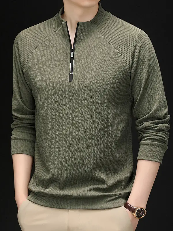 2025 Men Long Sleeve Korean Style T-Shirt Brown - Image 12