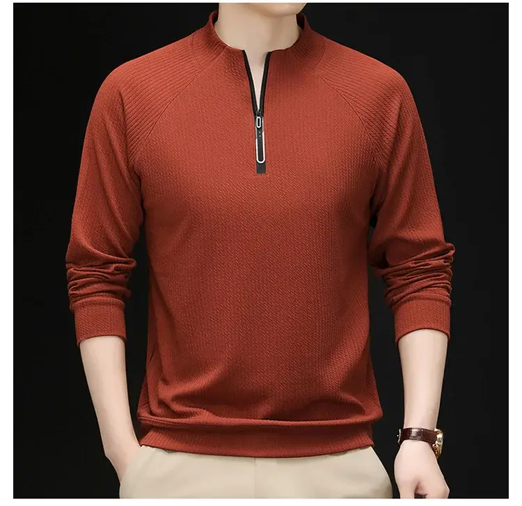 2025 Men Long Sleeve Korean Style T-Shirt Brown — feature 24