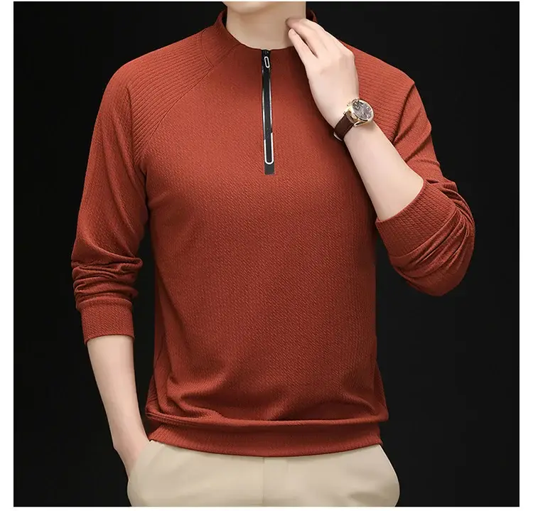 2025 Men Long Sleeve Korean Style T-Shirt Brown — feature 25