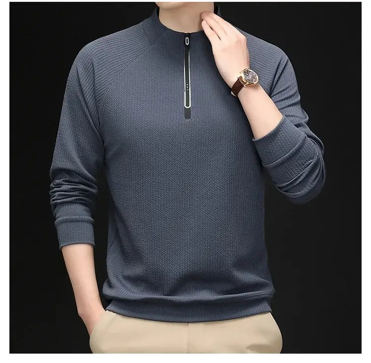 2025 Men Long Sleeve Korean Style T-Shirt Brown — feature 34