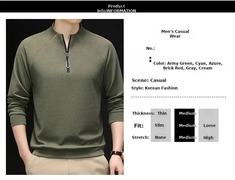 2025 Men Long Sleeve Korean Style T-Shirt Brown — feature 7