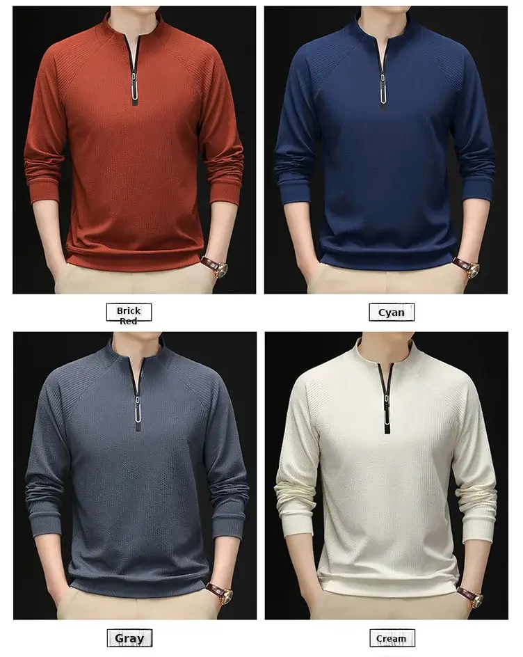 2025 Men Long Sleeve Korean Style T-Shirt Brown — feature 9