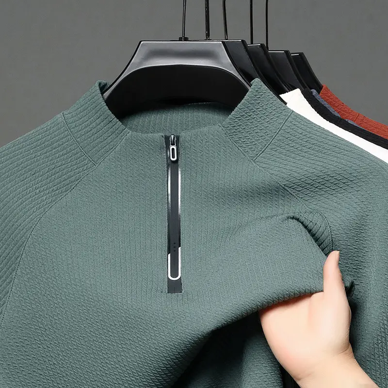 2025 Men Long Sleeve Korean Style T-Shirt Brown - Image 3