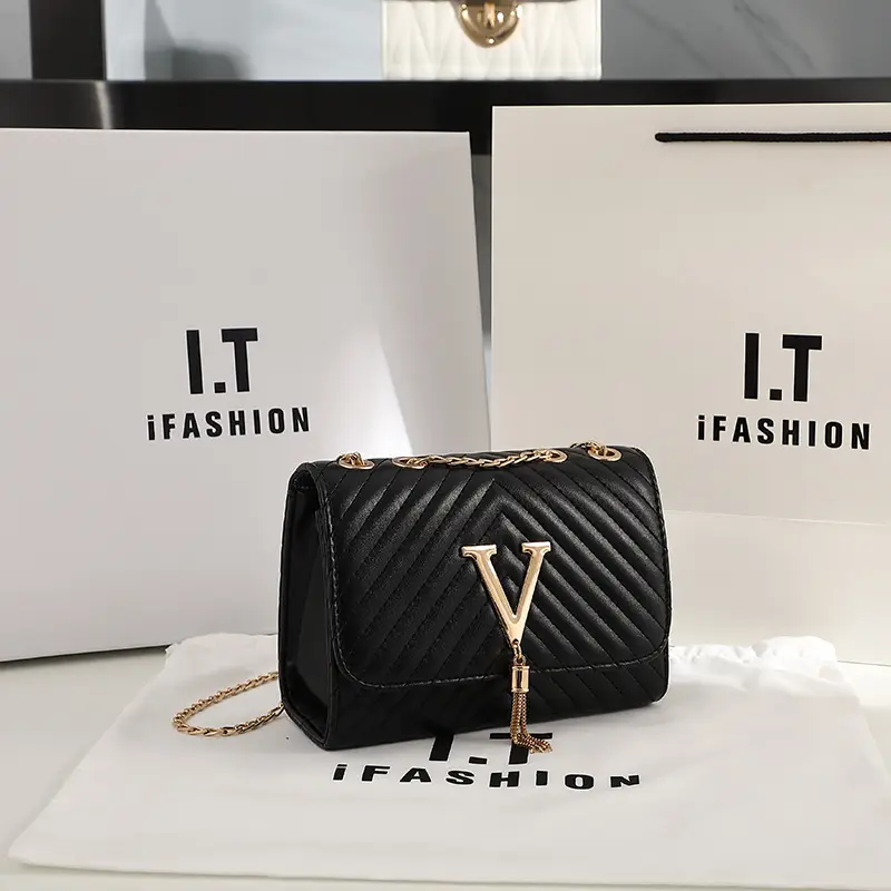 White Quilted LV Style Shoulder Bag with Tassel Decor - Image 7
