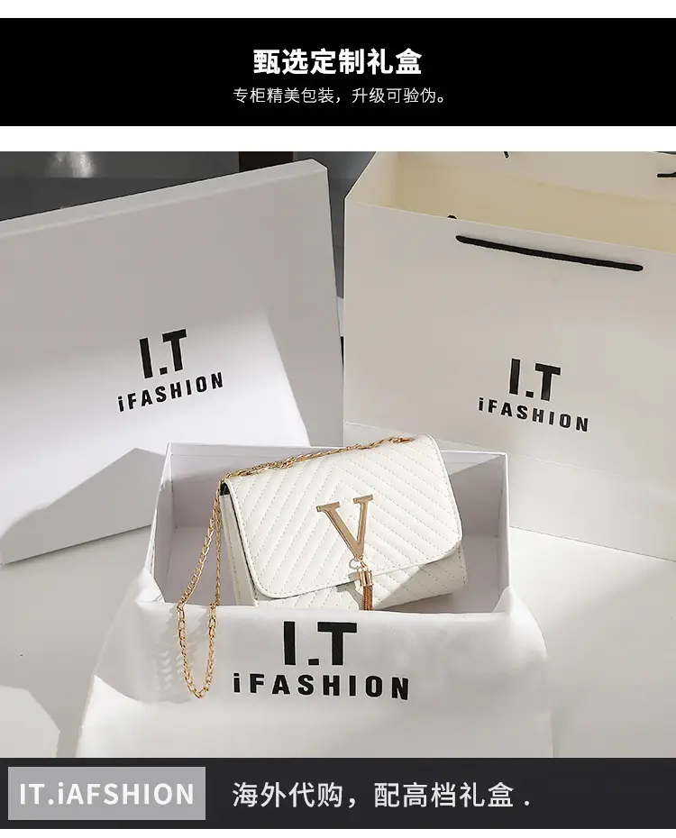 White Quilted LV Style Shoulder Bag with Tassel Decor — feature 1