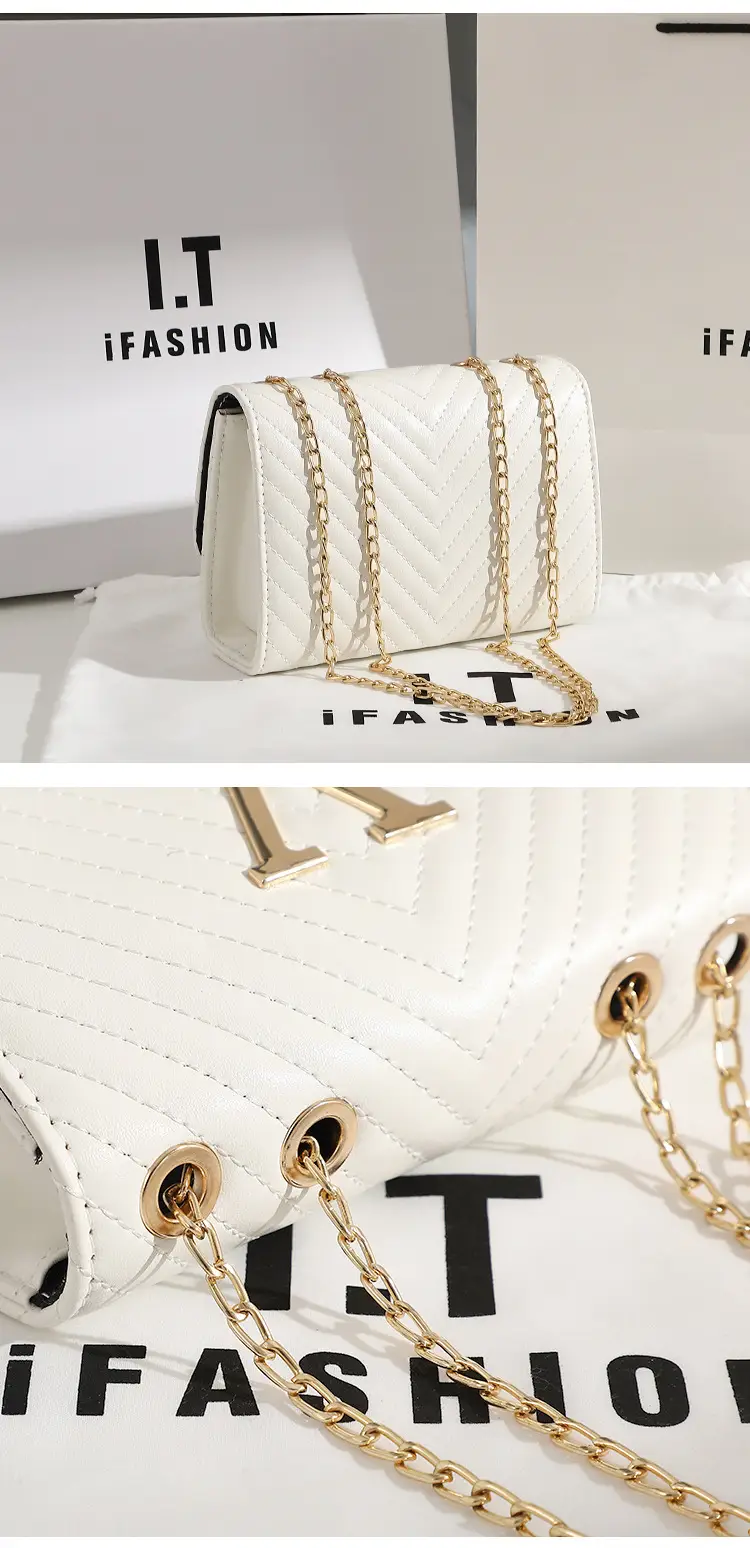 White Quilted LV Style Shoulder Bag with Tassel Decor — feature 10