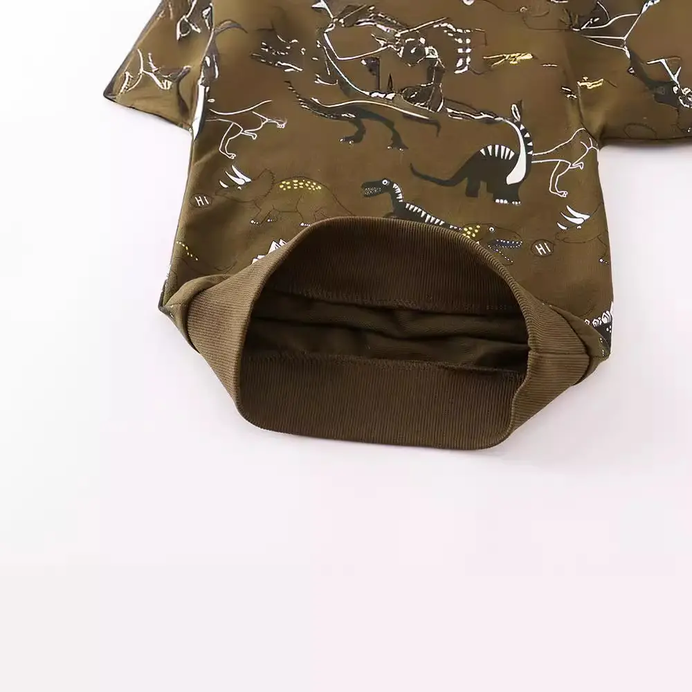 Girls' Dinosaur Printed Long Sleeve Sweater Brown