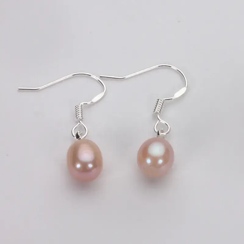 7-8-9mm Natural Freshwater Pearl Teardrop Ear Hooks 925 Silver - Image 2