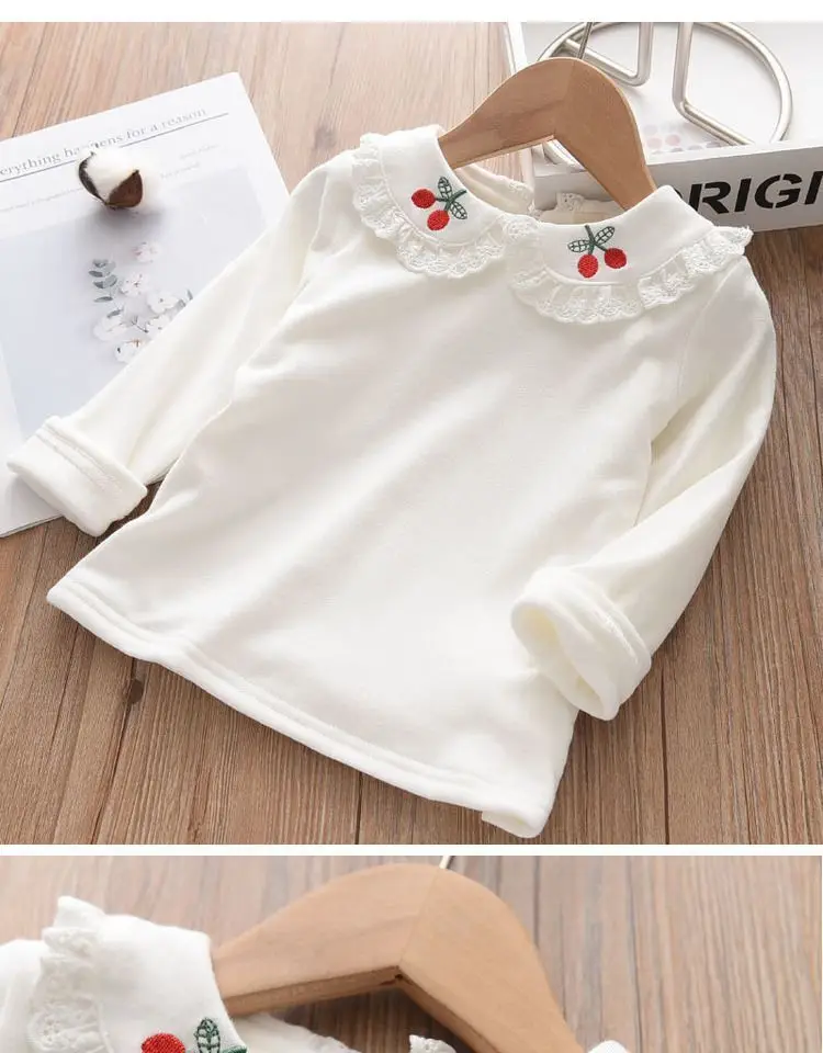 Girls Long Sleeve T-Shirt White Strawberry Butterfly Collar Baby Girl — feature 13