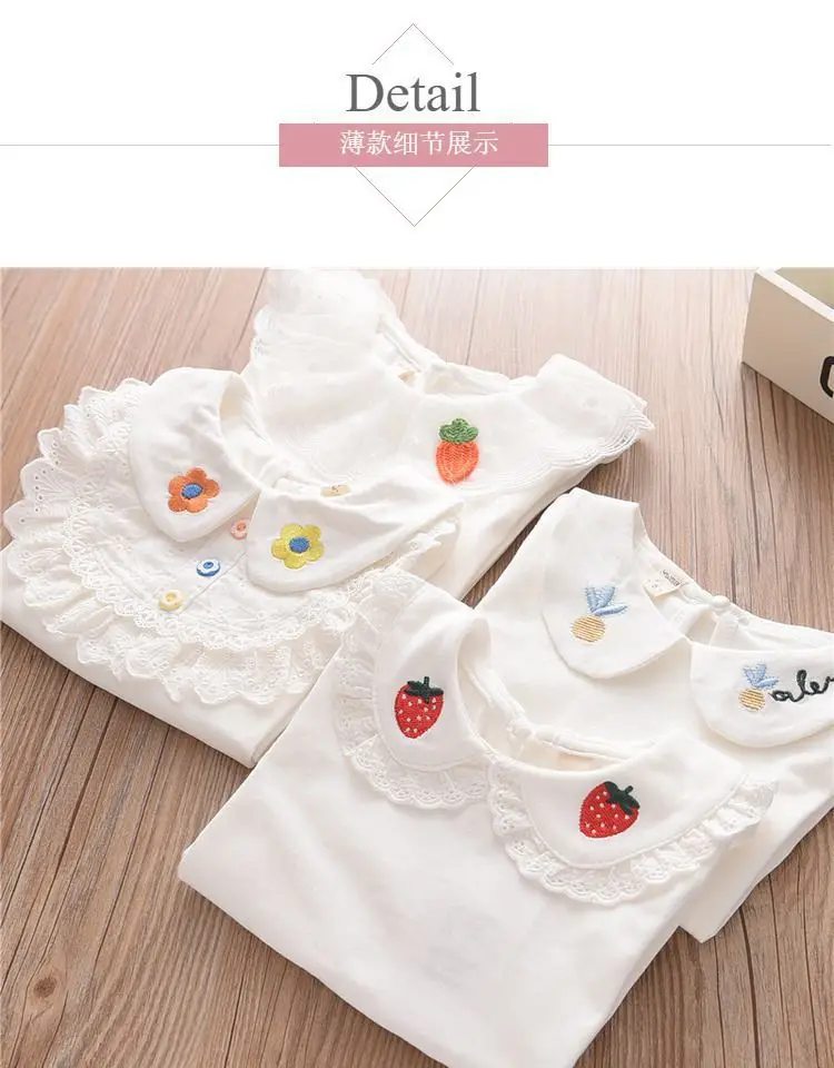 Girls Long Sleeve T-Shirt White Strawberry Butterfly Collar Baby Girl — feature 19