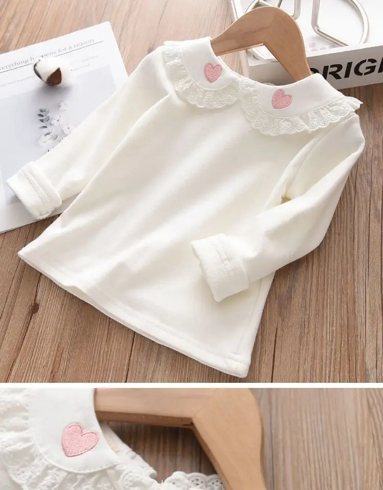 Girls Long Sleeve T-Shirt White Strawberry Butterfly Collar Baby Girl — feature 5