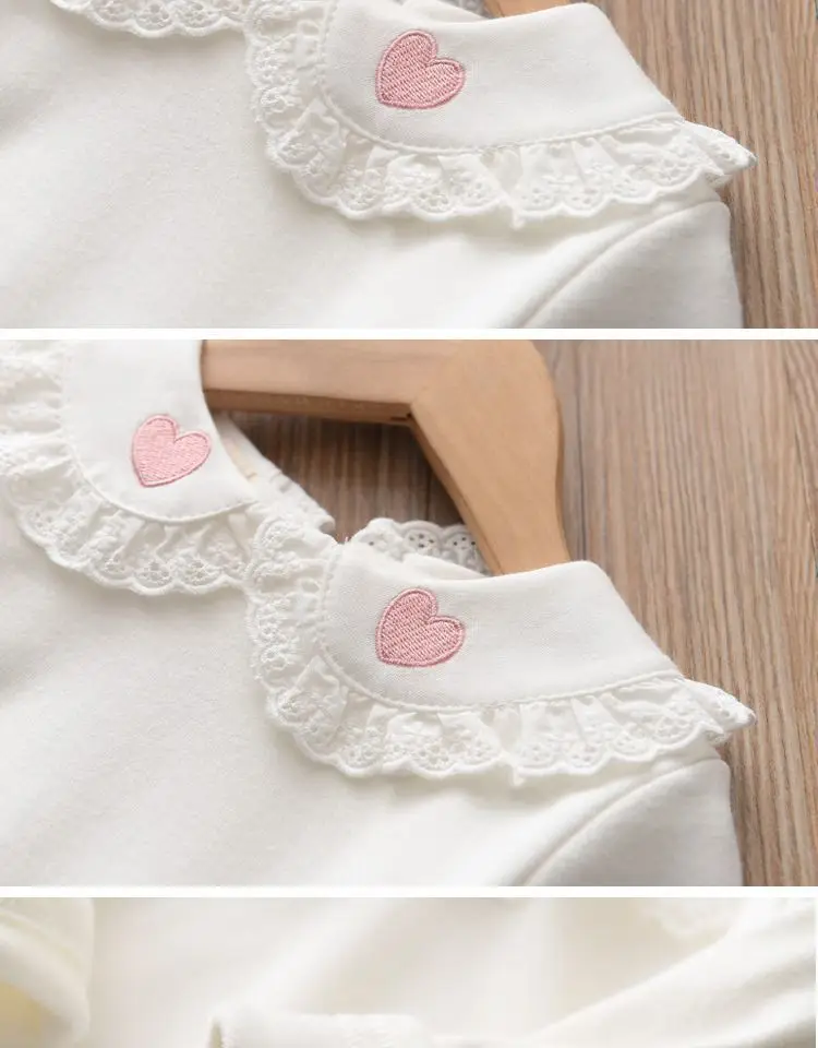 Girls Long Sleeve T-Shirt White Strawberry Butterfly Collar Baby Girl — feature 6