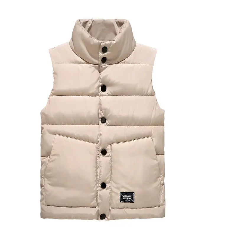 Men's Beige Puffer Vest with Logo Winter Warm - Image 6