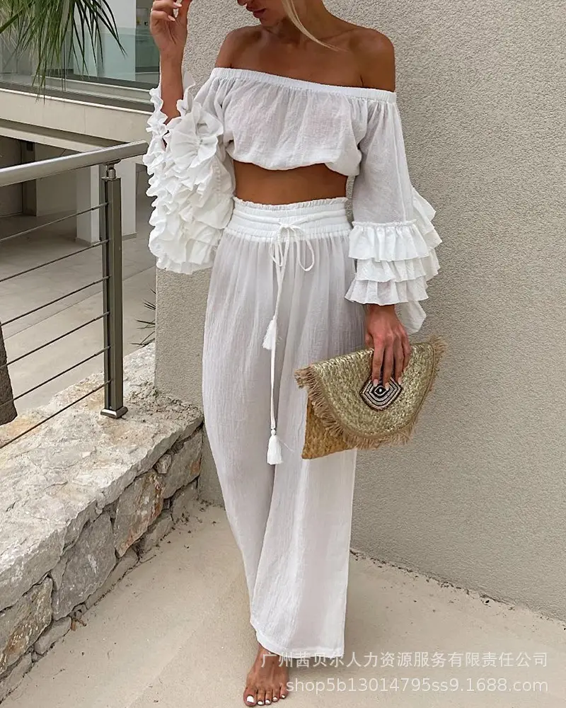2021 Black Mesh Stitching Long Sleeve Off-Shoulder Dress - Image 10