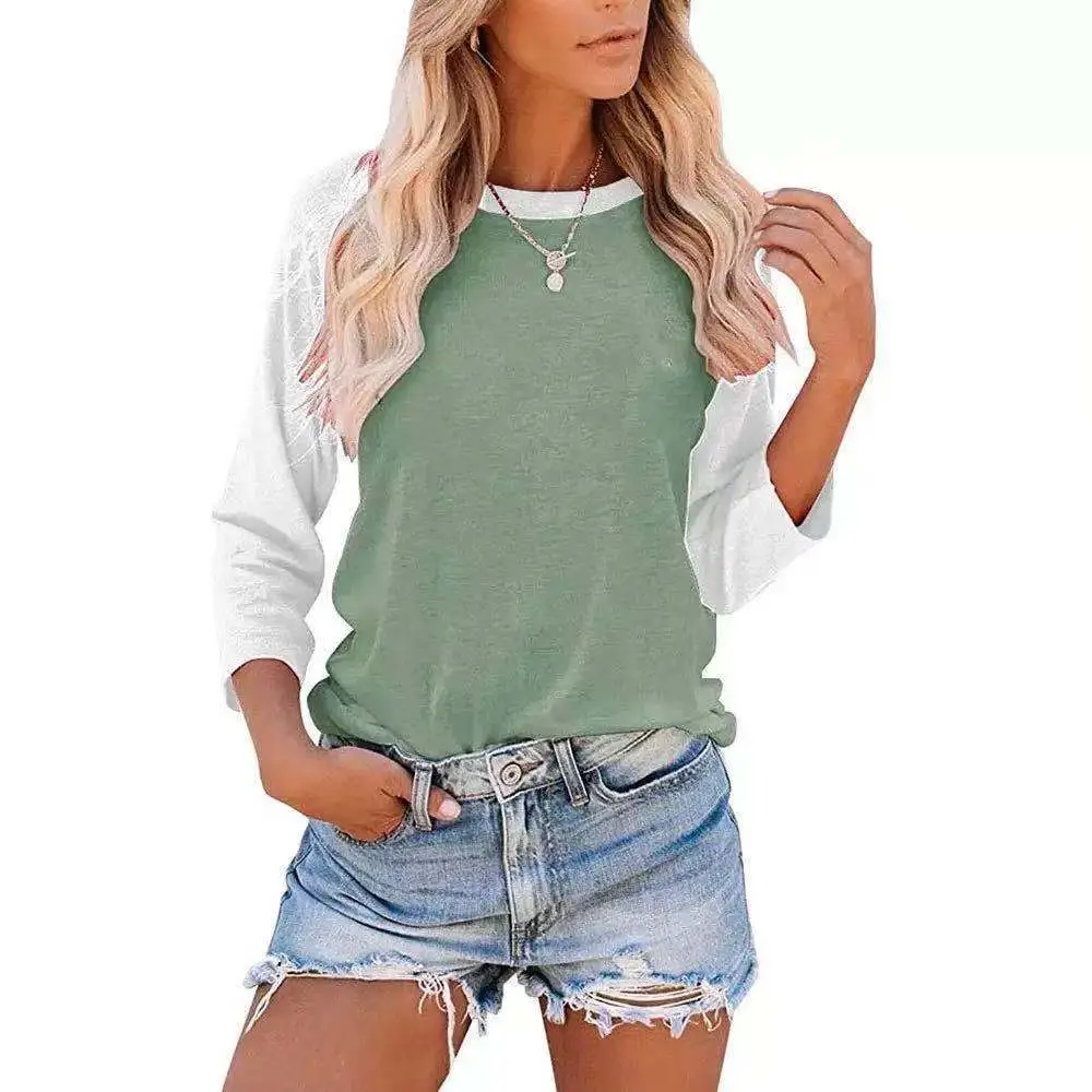 Women's Olive Green Crossbody Top with 7-Sleeve Design - Image 10