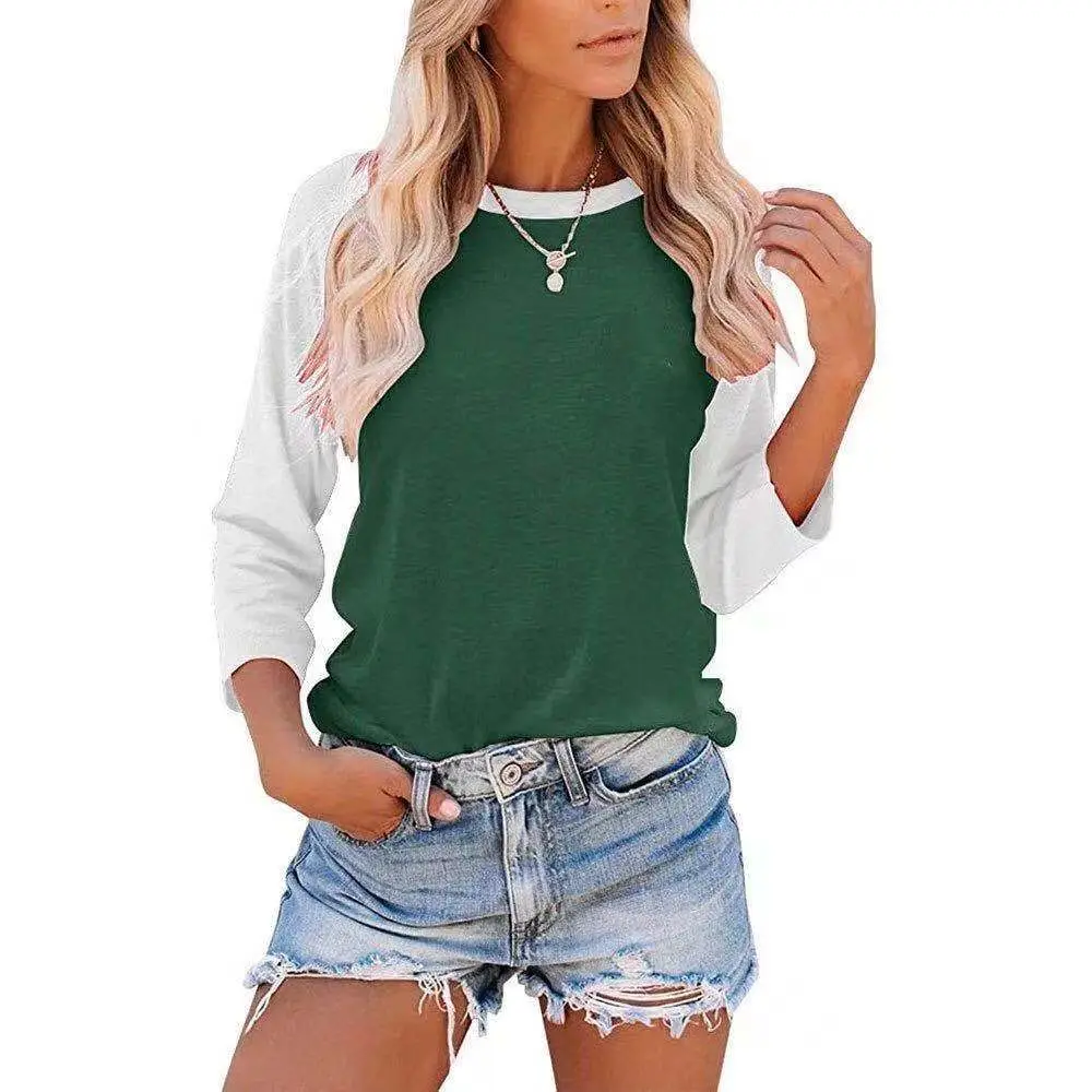 Women's Olive Green Crossbody Top with 7-Sleeve Design - Image 2