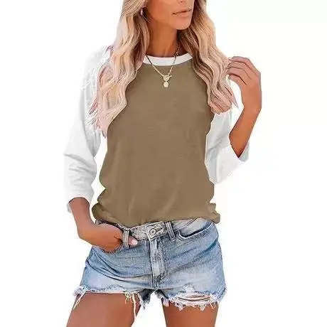 Women's Olive Green Crossbody Top with 7-Sleeve Design - Image 6