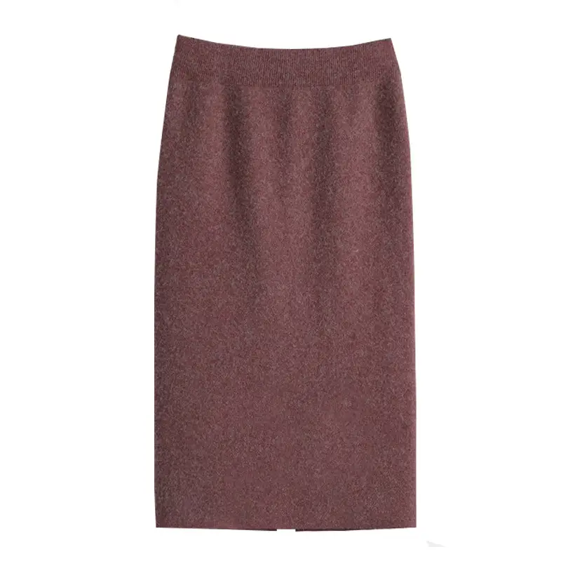 Yunshu Long Wool Plain Skirt Cream - Image 8