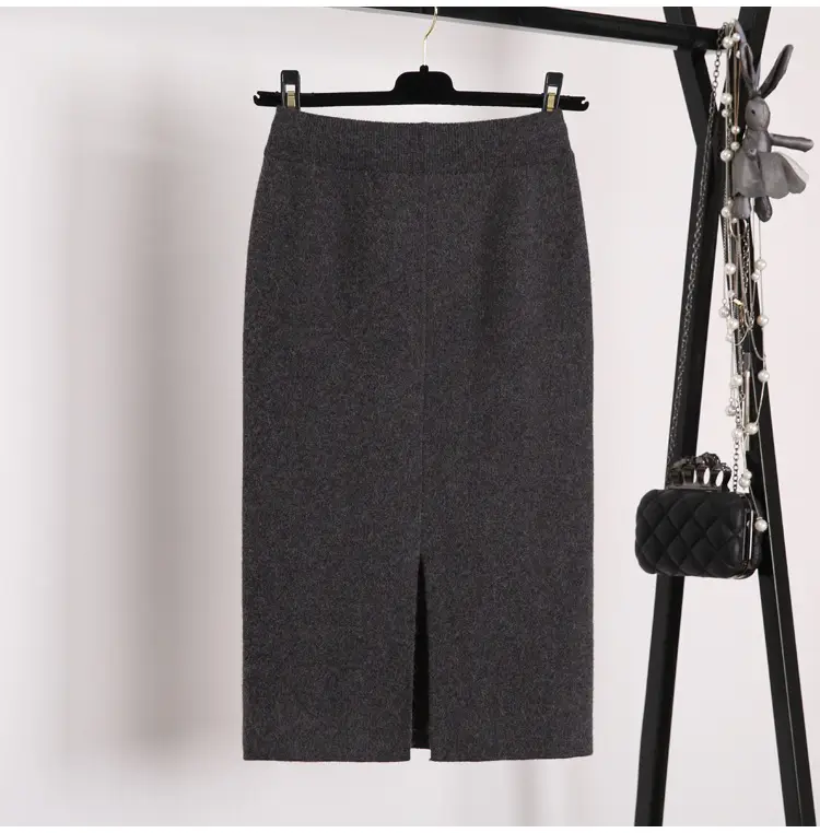 Yunshu Long Wool Plain Skirt Cream — feature 10