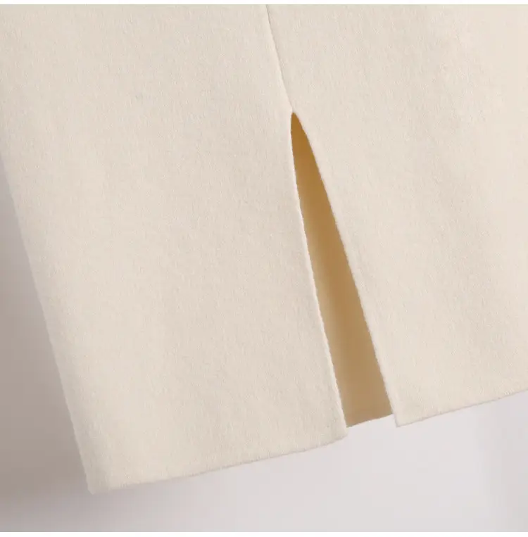 Yunshu Long Wool Plain Skirt Cream — feature 16