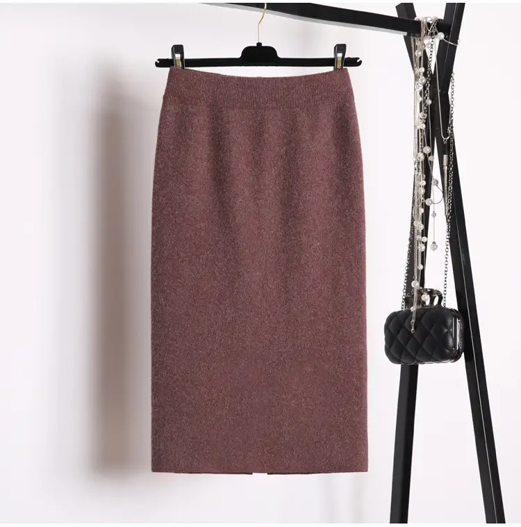 Yunshu Long Wool Plain Skirt Cream — feature 17
