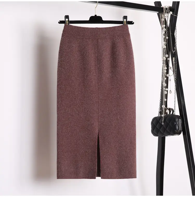 Yunshu Long Wool Plain Skirt Cream — feature 18