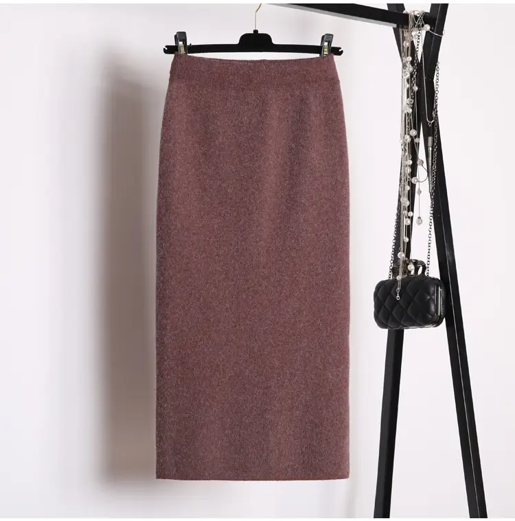 Yunshu Long Wool Plain Skirt Cream — feature 26
