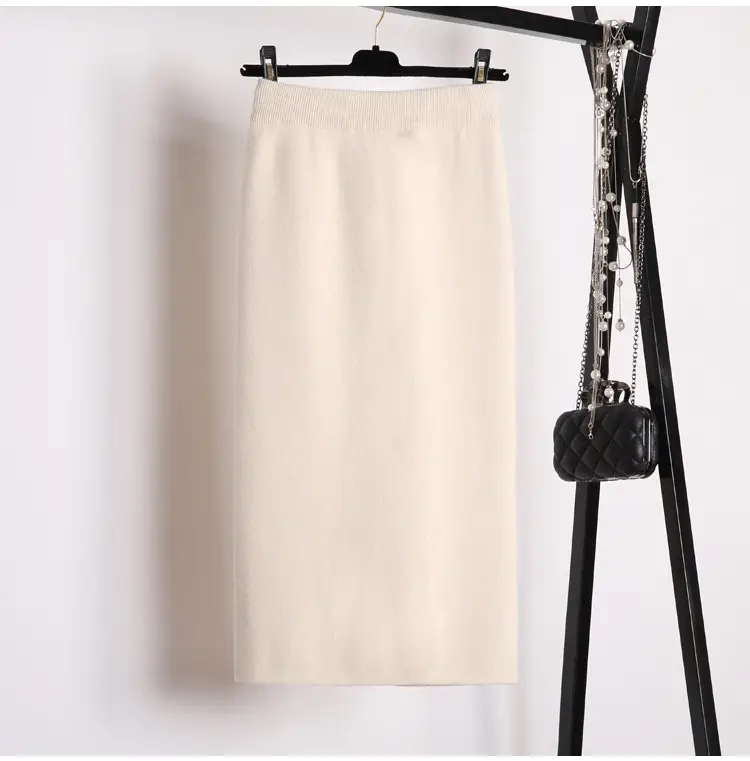 Yunshu Long Wool Plain Skirt Cream — feature 28