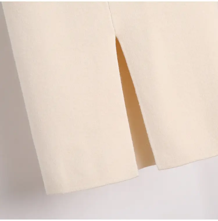 Yunshu Long Wool Plain Skirt Cream — feature 29