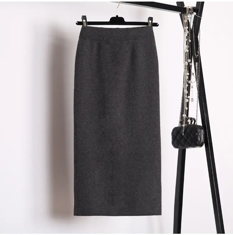 Yunshu Long Wool Plain Skirt Cream — feature 30