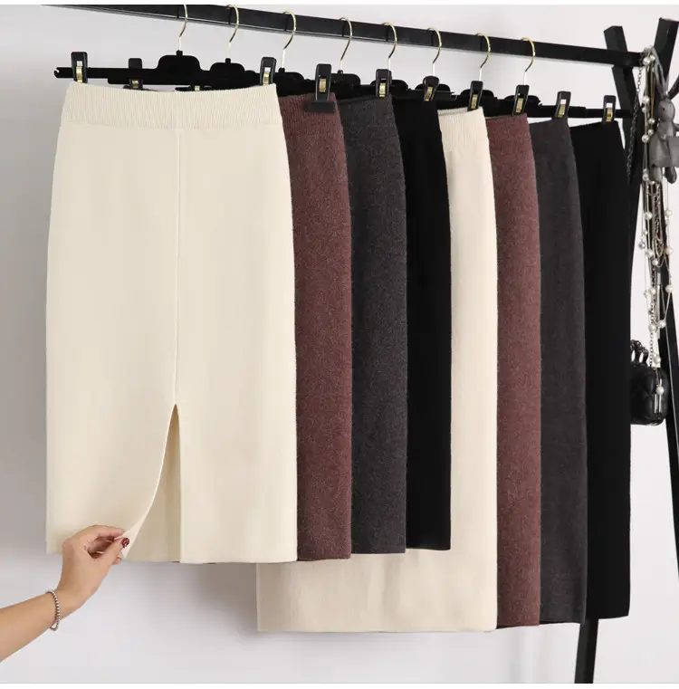 Yunshu Long Wool Plain Skirt Cream — feature 6