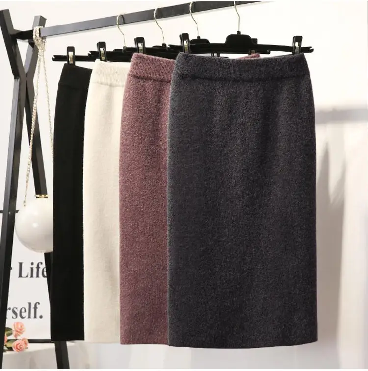 Yunshu Long Wool Plain Skirt Cream — feature 8