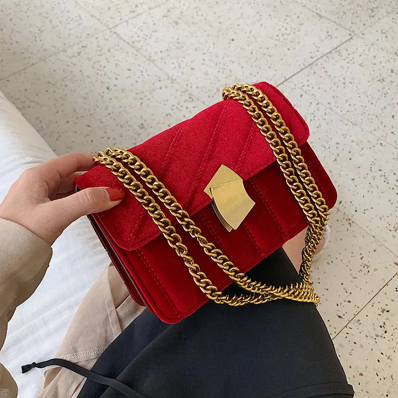 Red Velvet Crossbody Bag for Women 2021 - Image 5