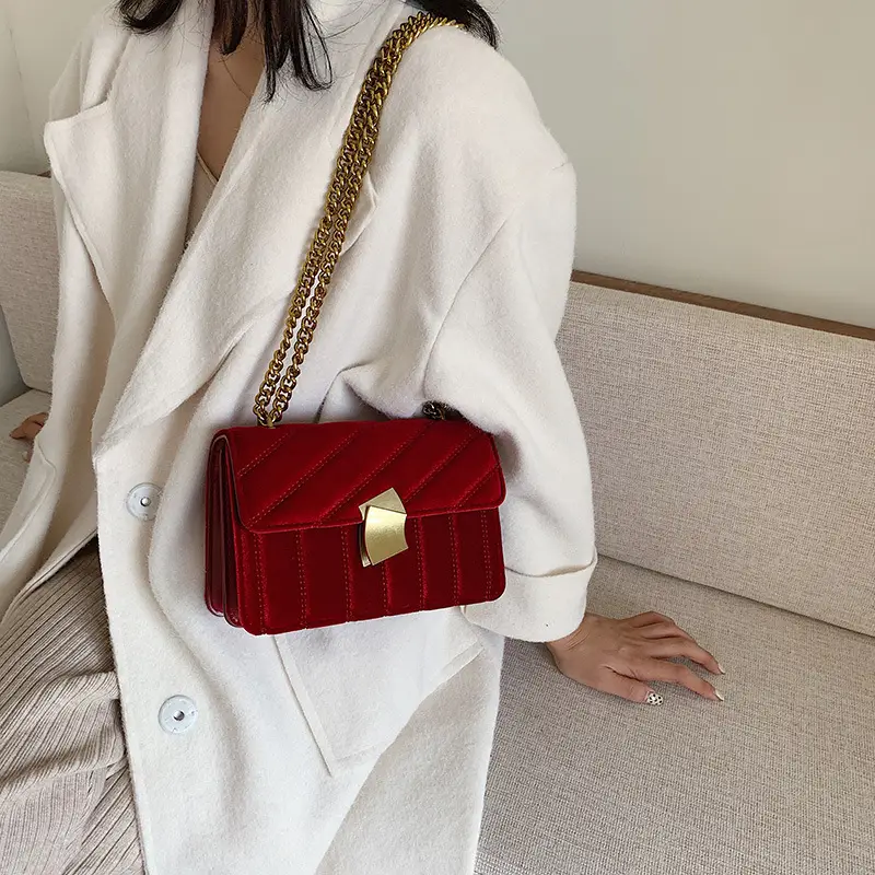 Red Velvet Crossbody Bag for Women 2021 - Image 7