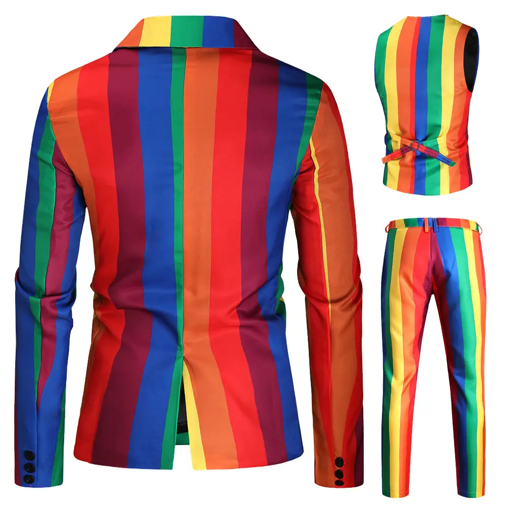 Rainbow 3D Printed Waistcoat Trousers Set - Image 4