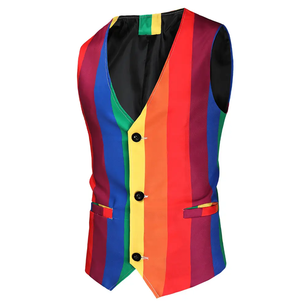 Rainbow 3D Printed Waistcoat Trousers Set - Image 6