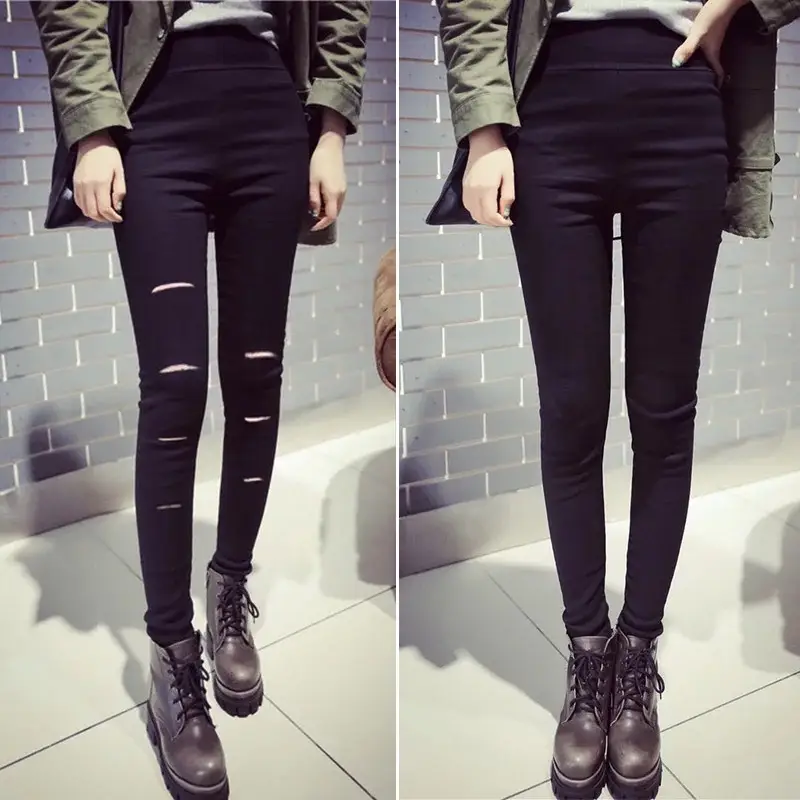 2021 Korean Style Ankle Pants Women Stretch Slimming Holes - Image 13