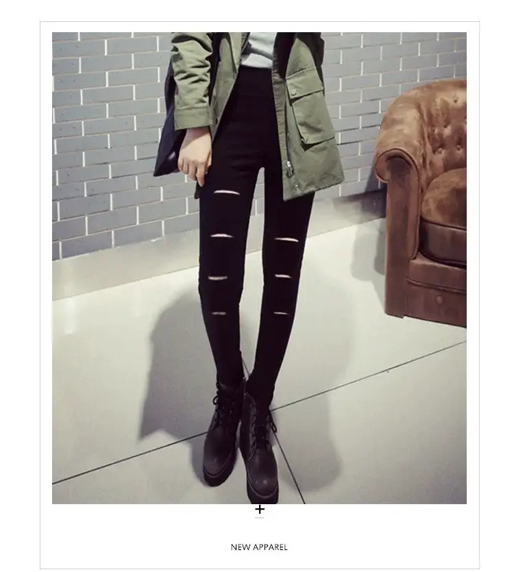 2021 Korean Style Ankle Pants Women Stretch Slimming Holes — feature 12
