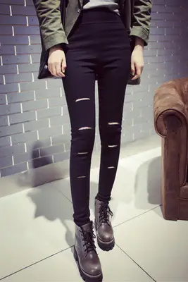 2021 Korean Style Ankle Pants Women Stretch Slimming Holes - Image 12