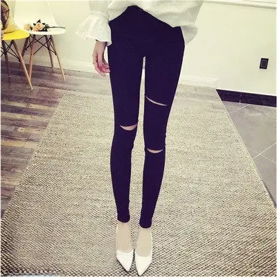 2021 Korean Style Ankle Pants Women Stretch Slimming Holes - Image 9