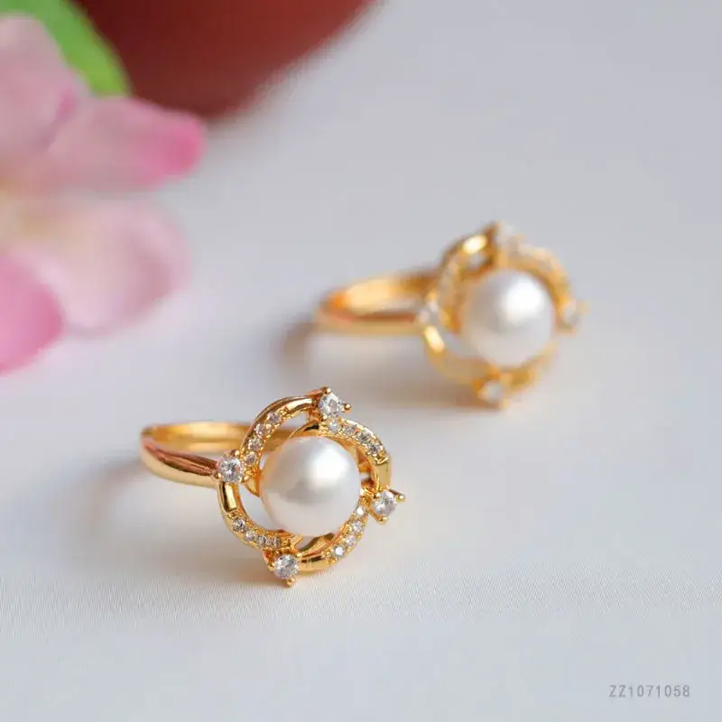 Juanyu Freshwater Pearl Ring Small Swirl Full Diamond - Image 5