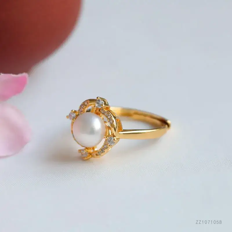 Juanyu Freshwater Pearl Ring Small Swirl Full Diamond — feature 10